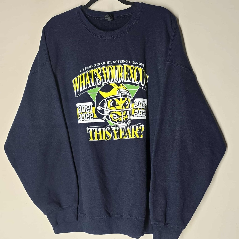 Barstool Sports Men's 2XL Michigan Wolverines Sweatshirt Whats Your Excuse